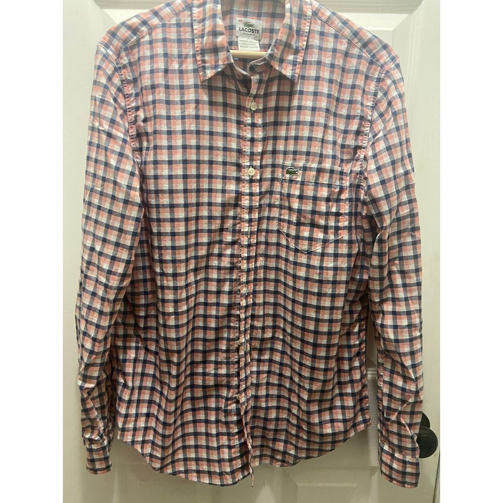 Lacoste Button Down, Plaid Size M (40)
